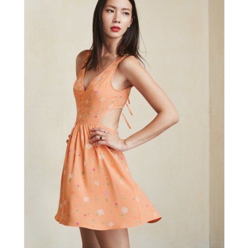 Reformation Peach Floral Mini Dress